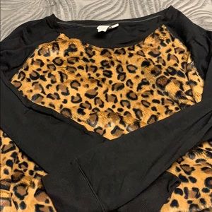 Leopard print fuzzy sweater